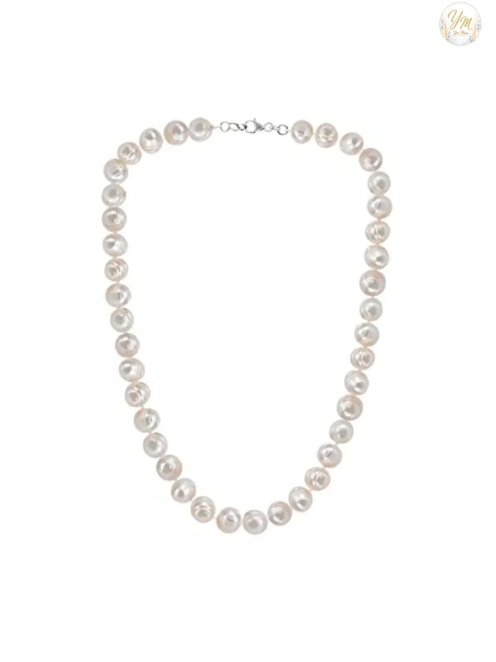 19 Inch Freshwater Baroque Pearl Necklace, Cultured Natural White Pearl Strand,
